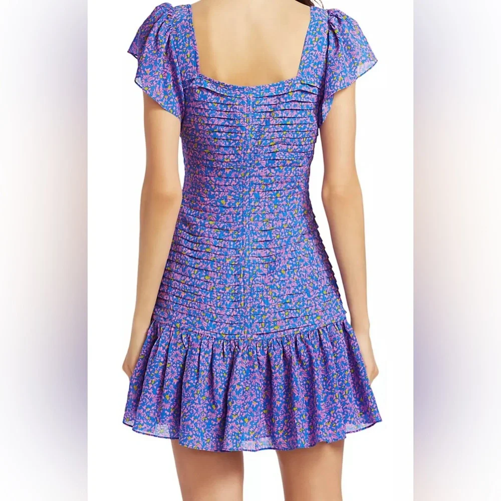 Tanya Taylor Yvette Confetti Print Smocked Mini Dress - Picture 2 of 9